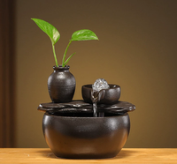 Sculpture décorative en céramique de style chinois, peinte à la main, motif végétal, avec poisson pour un flux d'eau porte-bonheur Feng Shui
