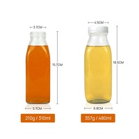 Bouteille en verre de jus de boisson fraîche carrée française de 8oz 16oz avec bouchon à vis