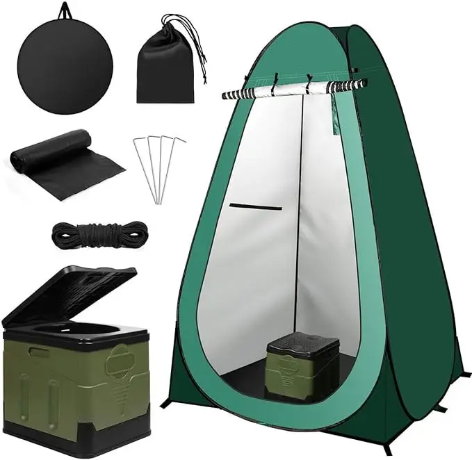 Sturdy Portable Camping Toilet Pop-Up Tent Privacy Shower Tent for Adults and Children for Holiday Travel Toilets