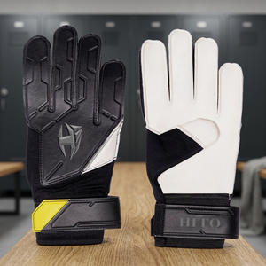 ถุงมือผู้รักษาประตูฟุตบอลมืออาชีพ ยางลาเท็กซ์ 4 มม. สีดำขาว พร้อมซิลิโคนเสริมด้านหลัง ออกแบบได้ตามสั่ง - Product Image 3
