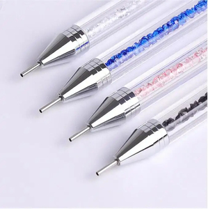 Stylo de sculpture d'ongles en silicone double embout, pinceau de peinture à points, crayon à cire pour strass, ensemble d'outils d'art de manucure en cristal, vente en gros - Product Image 2