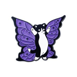 漫画風クリエイティブキュートな紫色の猫シリーズ蝶の羽ペイント合金ブローチ衣類バッグジュエリーバッジ - Product Image 3