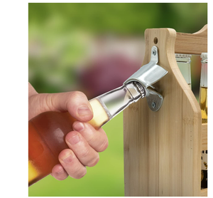 Porte-bouteille de bière en bois de luxe en gros Porte-vin en bois avec ouvre-bouteille en métal pour tête d'aiguillat <span class=keywords><strong>Dobler</strong></span> Drewrys - Product Image 6