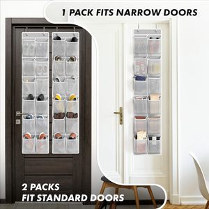 Simple Houseware 24 Pocket Over Door Shoe Organizer Grey 2 Pack Lightweight <b>Hook</b> Type Storage Rack for Shoes - Product Image 3