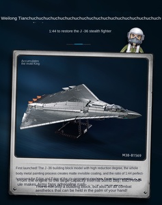 SLUBAN 1:44 tàng hình máy bay chiến đấu mô hình quân sự đồ chơi thế hệ thứ sáu b1569 kim loại Titan Bạc lắp ráp máy bay - Product Image 5