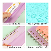 Cahiers A4 en gros, cahier à spirales imperméable en PVC avec règle et poche de rangement, cahier ligné, à points, à grille, pour l'école