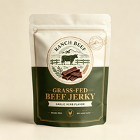 Sachets Doypack Personnalisés Noirs et Rouges à Fermeture Ziplock 150g 250g 500g pour Viande Séchée (Porc et Bœuf)