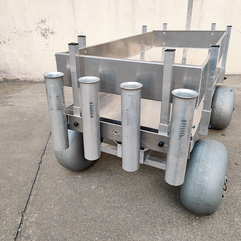 Hot Sale Aluminium Fishing Cart Four Balloon Wheels 100kg Load Capacity Portable OEM Customizable Beach Fishing Trolley Tools