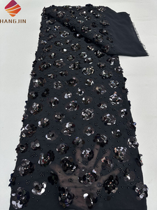 Sang Trọng Pháp <span class=keywords><strong>Net</strong></span> Đính Cườm Ren Vải 5 Yards Màu Đỏ Sequins Thêu 3D Hoa Thanh Lịch Wedding Dress Ren Cho Bridal Dresses - Product Image 4