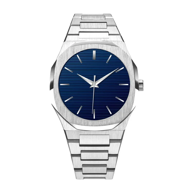 40mm vendite calde argento blu elegante cinturino in acciaio inossidabile di lusso giappone orologio da uomo impermeabile al quarzo OEM