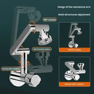 <span class=keywords><strong>Robinet</strong></span> de salle de bain moderne à bras mécanique rotatif <span class=keywords><strong>flexible</strong></span> à 1080 degrés en ABS, <span class=keywords><strong>extension</strong></span> rotative pour lavabo - Product Image 5