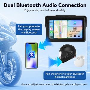 Bestsonic GPS <span class=keywords><strong>para</strong></span> Motocicleta <span class=keywords><strong>de</strong></span> 7'' con CarPlay y Android Auto Inalámbrico, Cámara/Grabadora Dual 2K, Sistema <span class=keywords><strong>de</strong></span> Navegación, Resistente al Agua IP67 - Product Image 3