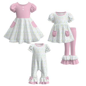 Précommande MOQ 5 Petites Robes à Fleurs Roses pour Filles, Combinaison, Vente en Gros, Vêtements d'Été pour Sœurs, Boutique de Vêtements pour Bébés - Product Image 1