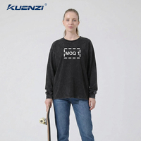 T-shirt femme Kuenzi à manches longues, 100% coton 230GSM, respirant, style américain, délavé, vierge pour impression, commande en gros, prêt à expédier
