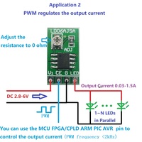 LD06AJSA 30-1500MA Driver LED à Courant Constant Réglable DC 3.3V 3.7V 4.2V 5V Carte de Contrôle PWM Module d'Alimentation Buck U01