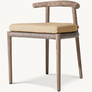 Chaise d'appoint en teck de style minimaliste pour l'extérieur, avec structure en bois massif et assise en corde tressée - Product Image 2