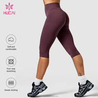 Leggings Capri de Yoga Taille Haute pour Femme, Anti-Transparence, Effet Scrunch, Sans Couture Frontale, Personnalisables avec Logo ODM HUCAI, Idéaux pour l'Entraînement et le Fitness