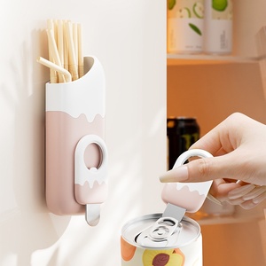 Magnetic Bottle <strong>Opener</strong> 2-in-1 <strong>Multi</strong>-purpose <strong>Can</strong> <strong>Opener</strong>, Refrigerator Door Wall Mounted with Straw Storage Box - Product Image 4