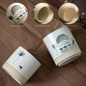 Tazza in Ceramica Stile Vintage Mediorientale 200ml, Motivo Cammello Retrò, Bicchiere Portatile per Caffè e Acqua, per Casa e Ufficio - Product Image 4