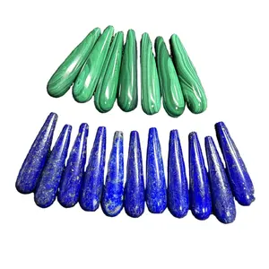 Verde naturale Malachite e blu naturale Lapis lacrime fori fori perline gemma per ciondolo orecchino