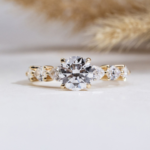 Messi Jewelry MSR-2136 14K Gold Round Shape Lab Grown <b>Diamond</b> <b>Ring</b> Engagement <b>Ring</b> - Product Image 2