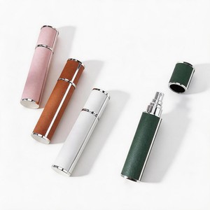 Atomiseur de parfum en cuir sans capuchon, rechargeable, 5ml 10ml, flacon vaporisateur miniature portable de voyage en verre, sérigraphie - Product Image 1