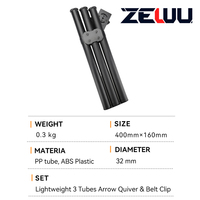 Sacoche à flèches tactique légère à 3 tubes, portable avec sangle de ceinture, accessoires de chasse et de tir à l'arc, tube en fibre de carbone pour le sport
