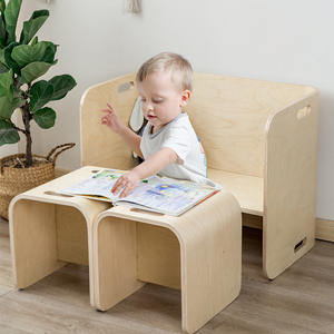 Silla de mesa de estudio de madera para niños <span class=keywords><strong>Montessori</strong></span>, muebles escolares multifuncionales para el hogar, juego de sillas de mesa de actividades para niños - Product Image 2