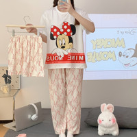 Pyjama Femme d'Été en Gros, 3 Pièces, Imprimé Dessin Animé, Manches Courtes