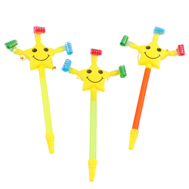 36cm Funny Cheerleading Smiling Face Toy with Dragon Whistling Educational Plastic Noise Maker for Kids
