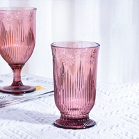 Verre à eau Samyo 330 ml, design vintage personnalisé avec motif de feux d'artifice, couleur rose, pour restaurant, vente en gros