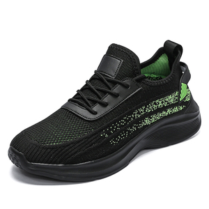 Zapatillas de running de talla grande y ajuste ancho, de tejido de una pieza, suaves, para jogging, Triple Black, para uso diario, caminar y gimnasio. - Product Image 3