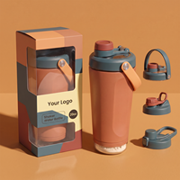 Bouteille shaker ODM 20 oz avec marques de mesure et bouchon verrouillable, acier 304 double paroi, anti-fuite, pour boissons protéinées