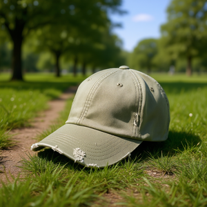 Gorra estilo campamento desgastada, color verde oliva claro, 100% algodón, ajustable, unisex, informal. - Product Image 2