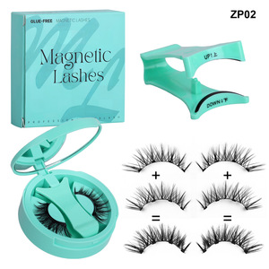 Cils magnétiques transfrontaliers de style dense en fibres haut de gamme pour femmes, vert menthe naturel, boîte tout-en-un, pince en V - Product Image 5