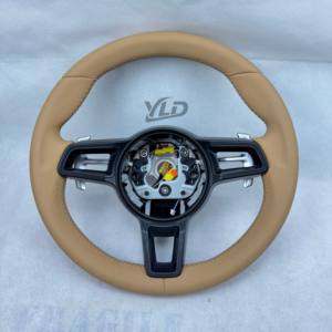 Volante Plano de Cuero Real YLD a <span class=keywords><strong>Precio</strong></span> de Fábrica para <span class=keywords><strong>Porsche</strong></span> <span class=keywords><strong>Macan</strong></span> Panamera Cayenne 911 718 991, Volante Personalizado - Product Image 2