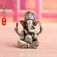 1 pièce Dieu Éléphant à Nez Balançant en Laiton, Décoration Rétro Ancien Objet, Figurine de Bureau, Artisanat, Ornement de Prière