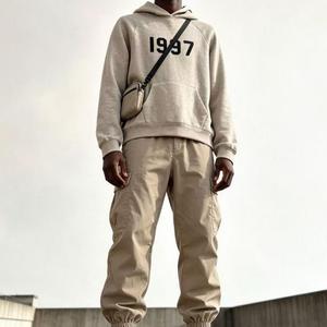 China Supplier SS22 -ESS Front and Back Flocking Solid 100% Cotton <b>Hoodie</b> <b>Sweatshirt</b> with Pocket Large Size Loose Casual - Product Image 1