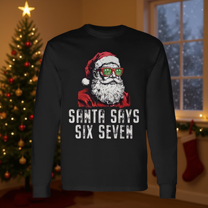 Six Seven Meme Santa T-shirt a maniche lunghe con design natalizio - Product Image 3