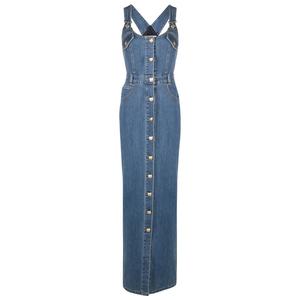 ShanLai Custom <b>Lady</b> <b>Overall</b> Denim Dress/OEM Halter Sleeveless Maxi Jean Dress for Women - Product Image 5