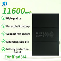 Batterie de tablette 11600mAh en cobalt pur, durée de vie prolongée, batterie de remplacement Li-polymère pour iPad 3/4