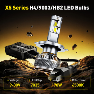 หลอดไฟหน้า AUXITO รุ่นใหม่ล่าสุด X5 H4 ไฟสูง-ต่ำ 6500K กำลังไฟ 120W สว่างกว่าเดิม 900% หลอดไฟหน้า LED 16000im - Product Image 5