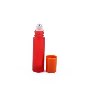 Rollo de vidrio de color rojo de 10ml en botella con rodillo de acero inoxidable y tapa de plástico para aceite esencial - Product Image 1