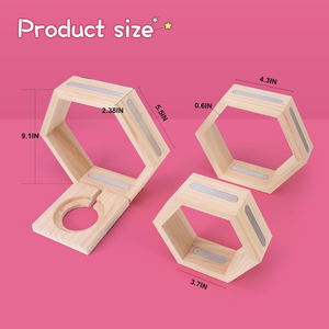 Hexagon Tonie DIY Étagère flottante en bois magnétique Ensemble 3 supports de rangement muraux pour Tonie <span class=keywords><strong>Box</strong></span> pour enfants - Product Image 5