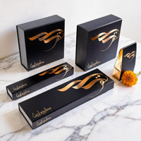Coffret Cadeau Personnalisé en Carton Rigide Noir Mat avec Logo Estampé à Chaud Doré pour Bâtonnets d'Encens et Emballage Vide de Parfum