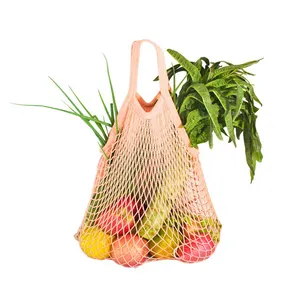 4 1 जाल बैग Suppliers-सस्ते पोर्टेबल शुद्ध कपास स्ट्रिंग शॉपिंग बैग पुन: प्रयोज्य जाल किराने बैग समुद्र तट बैग ले जाना