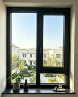 Ventana Abatible de Aluminio con Rotura de Puente Térmico, Vidrio Ahorrador de Energía y Resistente al Viento para Construcción de Apartamentos Residenciales