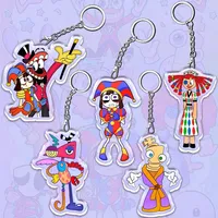 Porte-clés en acrylique 12 cm The Amazing Digital Circus, motif double face Pomni Jax Gangle, cadeau amusant pour enfants pour les fêtes