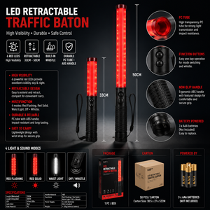 Bastone di Segnalazione LED per Controllo del Traffico con Luci Lampeggianti e Fischietto Retrattile <span class=keywords><strong>Estensibile</strong></span> - Product Image 5