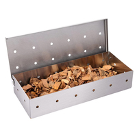 Boîte à fumer en acier inoxydable pour barbecue, copeaux de bois, charbon de bois et barbecue au gaz, accessoires de fumage de viande avec couvercle à charnières